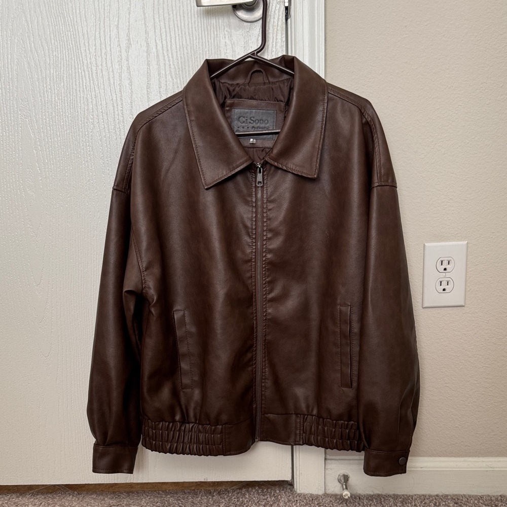 Ci Sono Men's Dark Brown Bomber Jacket